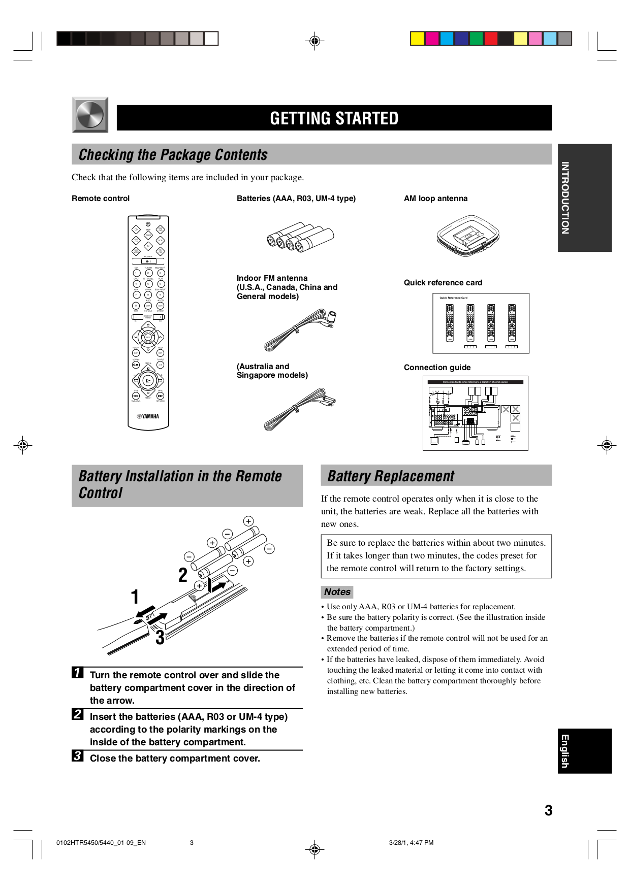 PDF manual for Yamaha Receiver HTR-5450RDS